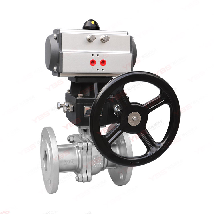 Pneumatic hand-operated flange ball valve