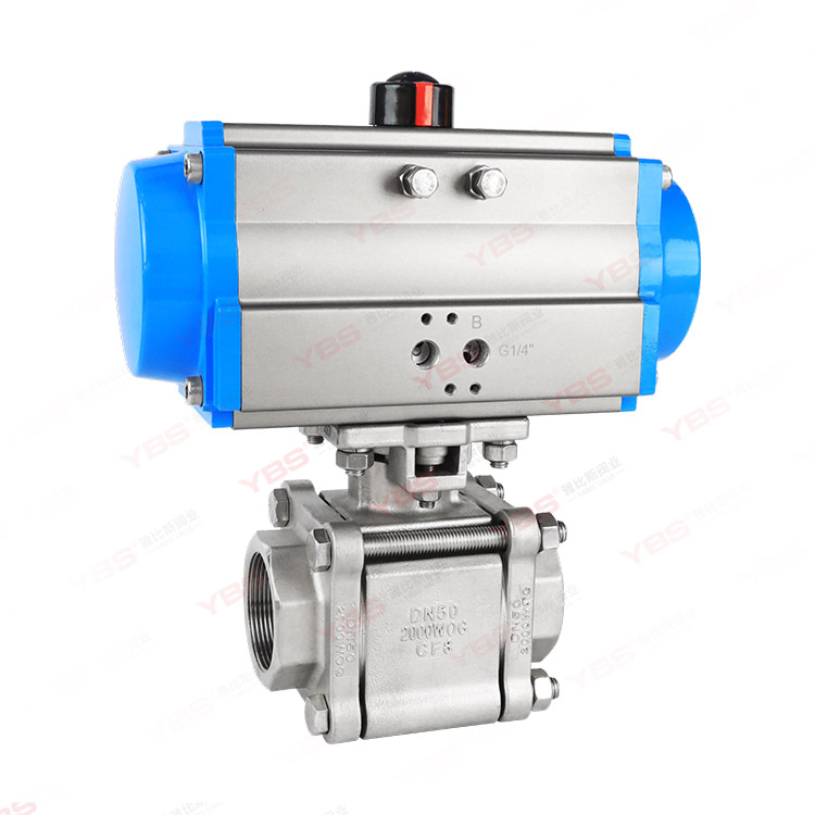 Pneumatic 3PC threaded high platform ball valve