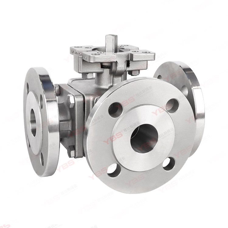 High platform three-way flange ball valve